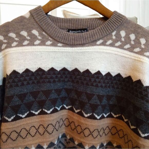 COZY KNIT FAIR ISLE FISHERMAN VINTAGE 80S 90S UGLY WINTER SWEATER GRANDP… - Picture 10 of 15